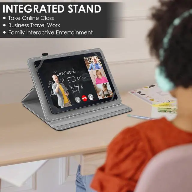Alt view image 7 of 7 - Universal 10 Inch Tablet Case 10.1 Inch Android Tablet Cover Protective Folio Stand Case for 9.6-10.5 Inch Tablet PU Leather Tablet Cover for 10.1 Inch Tablet Android