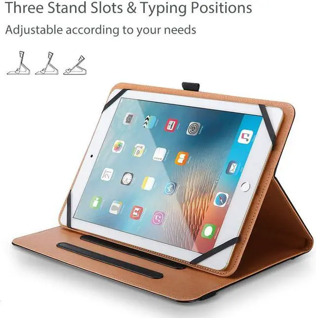 Alt view image 4 of 7 - Universal Tablet Case 9-10.1 inch Stand Folio Tablet Case Protective Cover for 9 9.7 10 10.1 Touchscreen Tablet with Multiple Viewing Angles and Pen Holder -Black