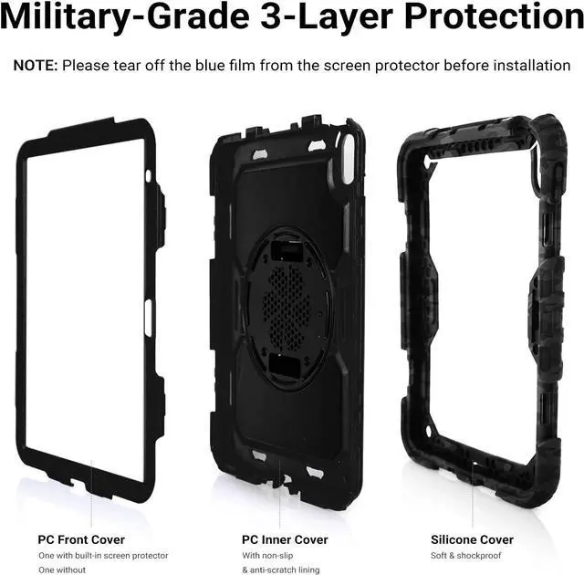 Alt view image 5 of 7 - Shockproof Case for iPad 11th Gen 11 A16 2025 iPad 10th Gen 10.9 Rugged Case with Screen Protector 360° Rotating Handle & Stand Shoulder Strap Pencil Holder for Men Kids Camouflage
