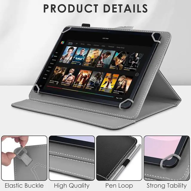 Alt view image 3 of 7 - Universal 12 inch Tablet Case 12.5 inch Tablet Cover Travel Portable Protective Folio PU Leather Stand Shell Casewith 4 Fixed Rings for All Kinds of 12-13 inch Android/iOS/Windows Tablet