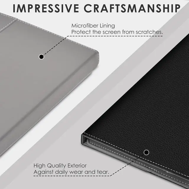 Alt view image 5 of 7 - Universal 12 inch Tablet Case 12.5 inch Tablet Cover Travel Portable Protective Folio PU Leather Stand Shell Casewith 4 Fixed Rings for All Kinds of 12-13 inch Android/iOS/Windows Tablet
