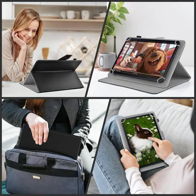 Alt view image 7 of 7 - Universal 12 inch Tablet Case 12.5 inch Tablet Cover Travel Portable Protective Folio PU Leather Stand Shell Casewith 4 Fixed Rings for All Kinds of 12-13 inch Android/iOS/Windows Tablet