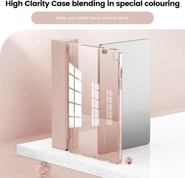 Alt view image 2 of 7 - Case for Galaxy Tab A9 Plus 5G Slim Stand Crystal Clear Protective Smart Cover for  Galaxy Tablet A9+/A9 Plus 11 Inch 2023 Model (SM-X210/X216/X218)[Auto Wake/Sleep] (Rose Gold)