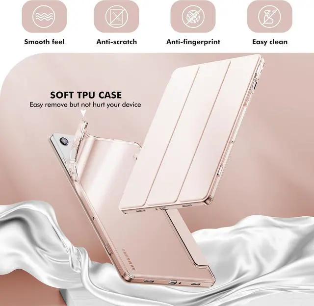 Alt view image 3 of 7 - Case for Galaxy Tab A9 Plus 5G Slim Stand Crystal Clear Protective Smart Cover for  Galaxy Tablet A9+/A9 Plus 11 Inch 2023 Model (SM-X210/X216/X218)[Auto Wake/Sleep] (Rose Gold)