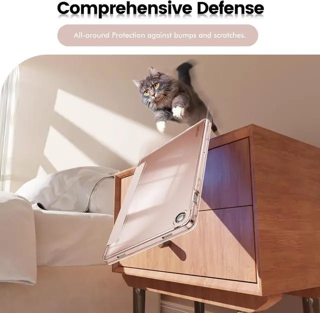 Alt view image 4 of 7 - Case for Galaxy Tab A9 Plus 5G Slim Stand Crystal Clear Protective Smart Cover for  Galaxy Tablet A9+/A9 Plus 11 Inch 2023 Model (SM-X210/X216/X218)[Auto Wake/Sleep] (Rose Gold)