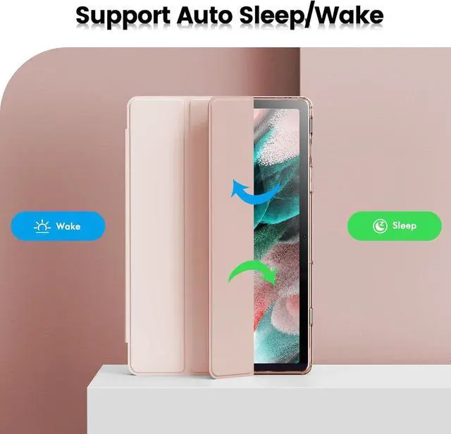 Alt view image 5 of 7 - Case for Galaxy Tab A9 Plus 5G Slim Stand Crystal Clear Protective Smart Cover for  Galaxy Tablet A9+/A9 Plus 11 Inch 2023 Model (SM-X210/X216/X218)[Auto Wake/Sleep] (Rose Gold)