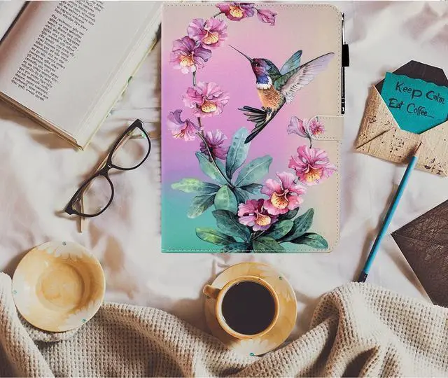 Alt view image 7 of 7 - for Galaxy Tab A9 Plus Case 11 Inch 2024 2023 (SM-X210/X216/X218)  Galaxy A9 Plus Tablet Case PU Leather Stand Cover for Galaxy Tab A9+/A9 Plus Auto Wake/Sleep - Hummingbird
