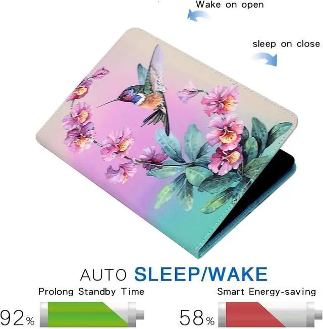 Alt view image 4 of 7 - for Galaxy Tab A9 Plus Case 11 Inch 2024 2023 (SM-X210/X216/X218)  Galaxy A9 Plus Tablet Case PU Leather Stand Cover for Galaxy Tab A9+/A9 Plus Auto Wake/Sleep - Hummingbird
