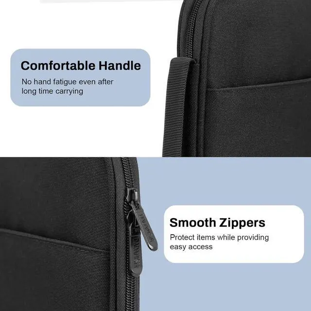 Alt view image 5 of 7 - 9-11 Inch Tablet Sleeve Bag Padded Carrying Case for iPad A16 11 2025 iPad 10th Gen/Air 5th 4th Gen 10.9 i-Pad Air/Pro 11 i-Pad 10.2 Galaxy Tab A9+ Plus 11 reMarkable 2 10.3 Black