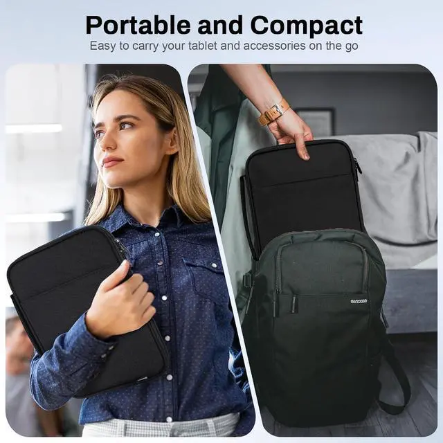 Alt view image 6 of 7 - 9-11 Inch Tablet Sleeve Bag Padded Carrying Case for iPad A16 11 2025 iPad 10th Gen/Air 5th 4th Gen 10.9 i-Pad Air/Pro 11 i-Pad 10.2 Galaxy Tab A9+ Plus 11 reMarkable 2 10.3 Black