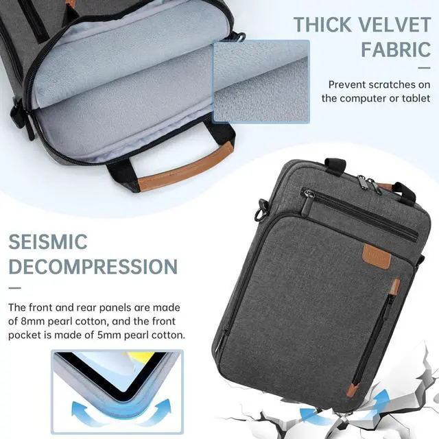 Alt view image 3 of 7 - 9-11 Inch Tablet Sleeve Bag Padded Protective Travel Case for iPad Pro iPad Air  Galaxy Tab Grey