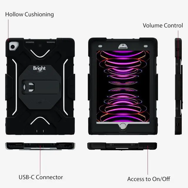 Alt view image 6 of 6 - Astra Gen 1 - LED Illuminated - Full Body Protective Case - iPad 9th/8th/7th Generation Case (2021/2020/2019) 10.2 - Shockproof Rugged Cover with Built-in Stand - LED Lights On/Off Switch