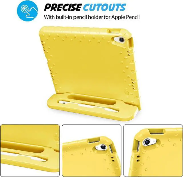 Alt view image 7 of 7 - Kids Case for iPad A16 11th Generation 2025/iPad 10th Generation 2022 with Pencil Holder iPad 11/10 Case Shockproof Lightweight Cover with Stand Convertible Handle for Children -Yellow