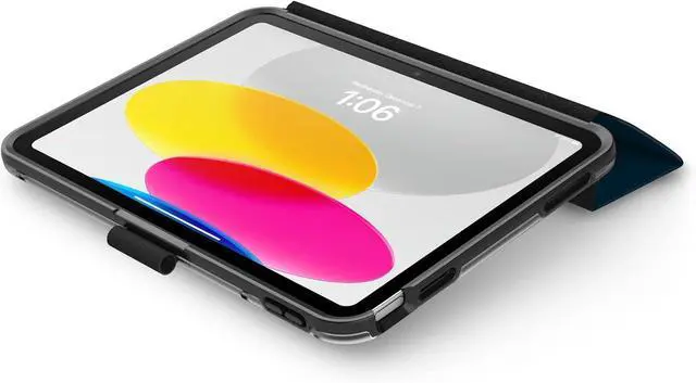 Alt view image 7 of 7 - Symmetry Folio Series case for iPad (A16) & iPad 10th Gen - Coastal Evening (Clear/Black/Blue) Ultra-Sleek Design Multiple Viewing Positions Magnetic Sleep/Wake Cover