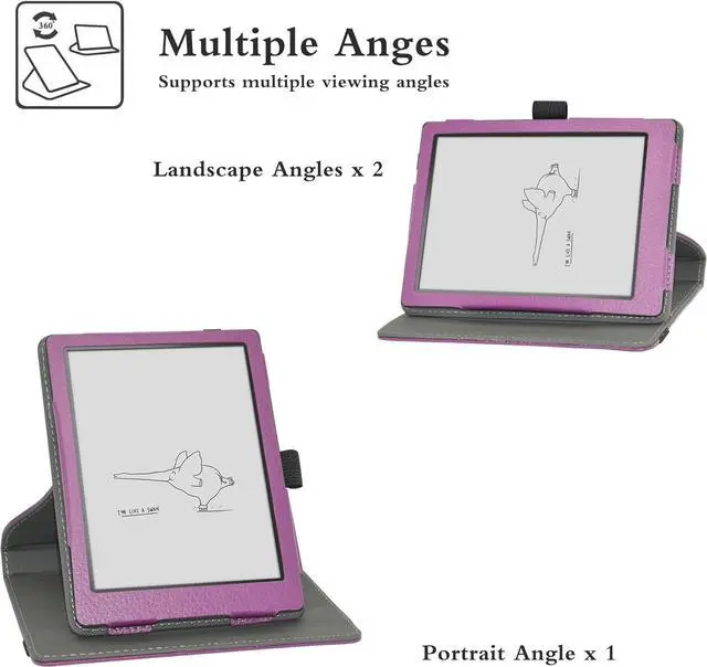 Alt view image 3 of 7 - for Onyx Boox Poke 5 Rotating Case 360 Degree Rotary Stand with Cute Pattern Cover for Onyx Boox Poke 5 /Boox Poke 5S 6 EReader Case Purple