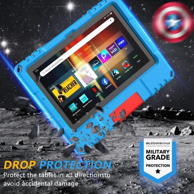 Alt view image 3 of 7 - Fire HD 8 Tablet Case for Kids(12th/10th Generation 2024/2022/2020 Release) Lightweight Shockproof Kid-Proof Cover with Convertible Handle Stand Incompatible with Alcatel Nokia TCL Blue