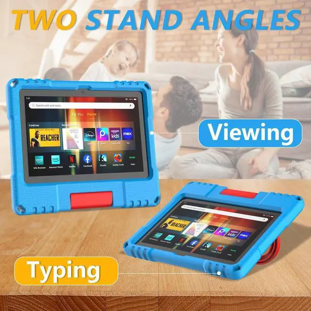 Alt view image 4 of 7 - Fire HD 8 Tablet Case for Kids(12th/10th Generation 2024/2022/2020 Release) Lightweight Shockproof Kid-Proof Cover with Convertible Handle Stand Incompatible with Alcatel Nokia TCL Blue