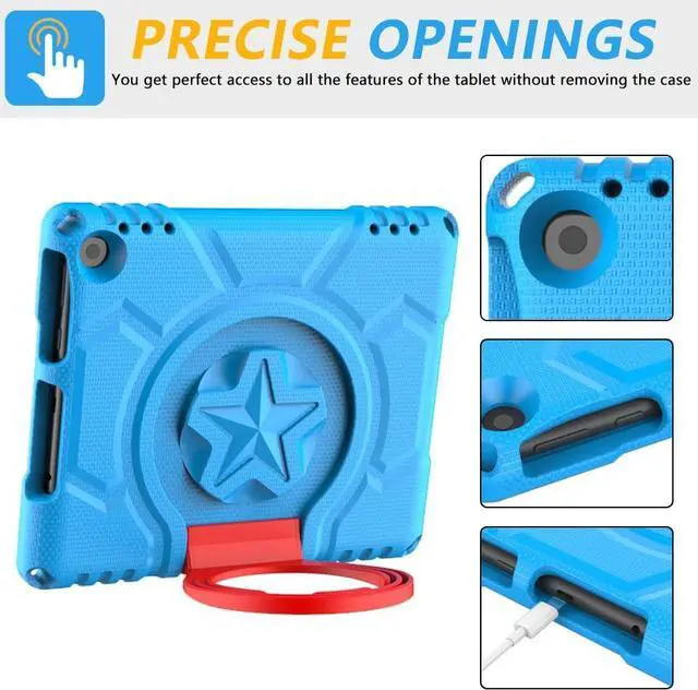 Alt view image 5 of 7 - Fire HD 8 Tablet Case for Kids(12th/10th Generation 2024/2022/2020 Release) Lightweight Shockproof Kid-Proof Cover with Convertible Handle Stand Incompatible with Alcatel Nokia TCL Blue