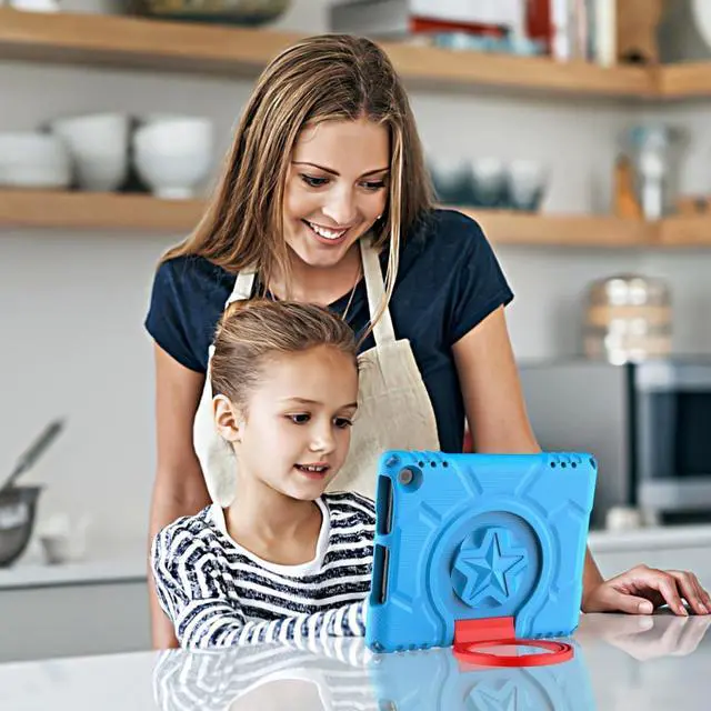 Alt view image 7 of 7 - Fire HD 8 Tablet Case for Kids(12th/10th Generation 2024/2022/2020 Release) Lightweight Shockproof Kid-Proof Cover with Convertible Handle Stand Incompatible with Alcatel Nokia TCL Blue