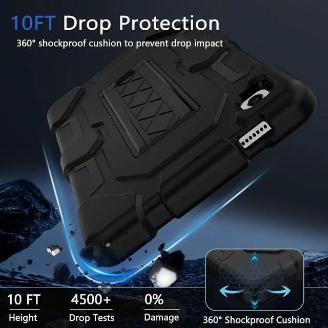 Alt view image 5 of 7 - Case for  Galaxy Tab A9 Case 8.7 Inch 2023 Model (SM-X110/X115/X117) Heavy Duty Shockproof Hybrid Three Layer Protective Cover with Kickstand for  A9 Tablet 8.7 Black
