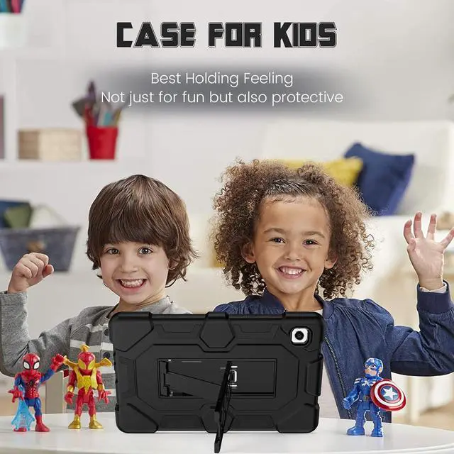 Alt view image 7 of 7 - Case for  Galaxy Tab A9 Case 8.7 Inch 2023 Model (SM-X110/X115/X117) Heavy Duty Shockproof Hybrid Three Layer Protective Cover with Kickstand for  A9 Tablet 8.7 Black