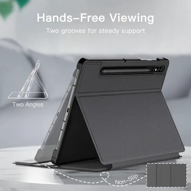 Alt view image 3 of 6 - Case for  Galaxy Tab S8 2022/S7 2020 11-Inch with S Pen Holder Slim Folio Stand Protective Tablet Cover Multi-Angle Viewing (Black)