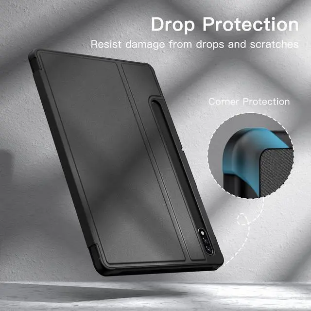 Alt view image 6 of 6 - Case for  Galaxy Tab S8 2022/S7 2020 11-Inch with S Pen Holder Slim Folio Stand Protective Tablet Cover Multi-Angle Viewing (Black)