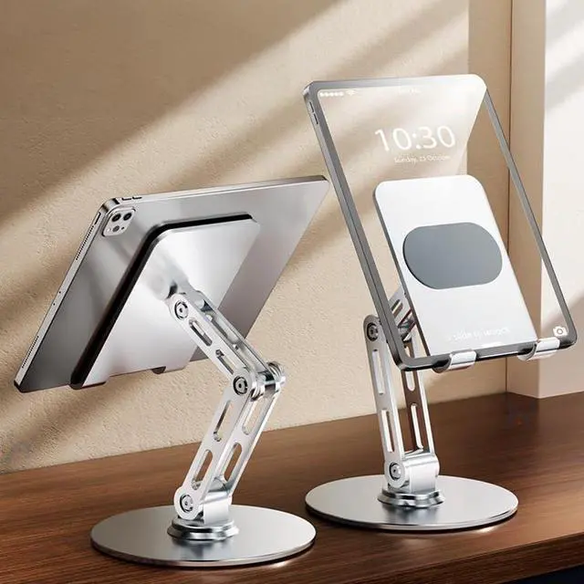 Alt view image 2 of 6 - Adjustable Tablet Stand for Desk for ipad Stand for 4.7-12.9 Inch Devices 360° Rotating Aluminum Alloy Silver Compatible with ipad Tablet Kindle TAB Surface Cell Phone Stand Holder for Desk