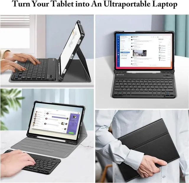 Alt view image 7 of 7 - Keyboard Case for  Galaxy Tab S10 FE/ S9 FE 5G 10.9 Inch/Tab S9 11 Inch with S Pen Holder Slim Stand Cover Detachable Wireless Bluetooth Keyboard Black