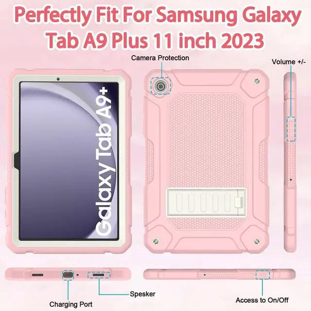 Alt view image 4 of 7 - for  Galaxy Tab A9+ Plus Case 11 Inch 2023 (SM-X210/X216/X218) Heavy Duty Shockproof Protective  Galaxy Tab A9+/A9 Plus Tablet Case Pink