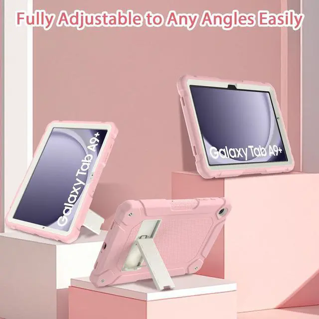 Alt view image 6 of 7 - for  Galaxy Tab A9+ Plus Case 11 Inch 2023 (SM-X210/X216/X218) Heavy Duty Shockproof Protective  Galaxy Tab A9+/A9 Plus Tablet Case Pink