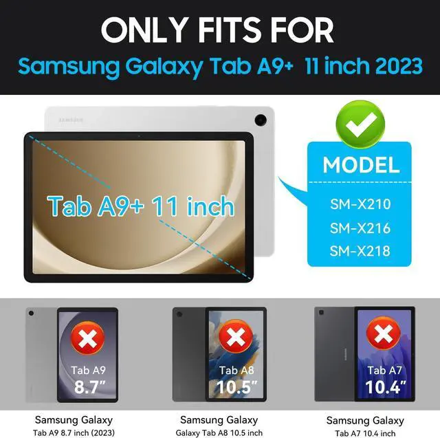 Alt view image 2 of 7 - Case for  Galaxy Tab A9+ 11 Inch 2023 Model (X210/X216/X218) Heavy Duty Shockproof Rugged Protective Case for Galaxy Tab A9 Plus Tablet (Black+Blue)