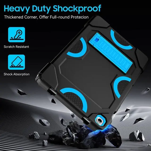Alt view image 5 of 7 - Case for  Galaxy Tab A9+ 11 Inch 2023 Model (X210/X216/X218) Heavy Duty Shockproof Rugged Protective Case for Galaxy Tab A9 Plus Tablet (Black+Blue)