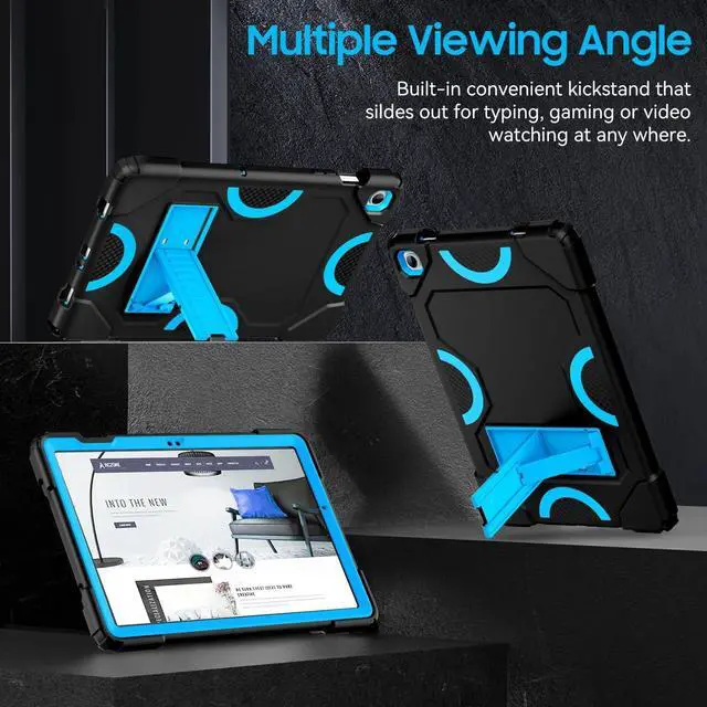 Alt view image 3 of 7 - Case for  Galaxy Tab A9+ 11 Inch 2023 Model (X210/X216/X218) Heavy Duty Shockproof Rugged Protective Case for Galaxy Tab A9 Plus Tablet (Black+Blue)