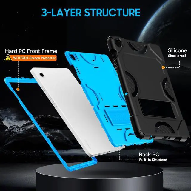Alt view image 4 of 7 - Case for  Galaxy Tab A9+ 11 Inch 2023 Model (X210/X216/X218) Heavy Duty Shockproof Rugged Protective Case for Galaxy Tab A9 Plus Tablet (Black+Blue)