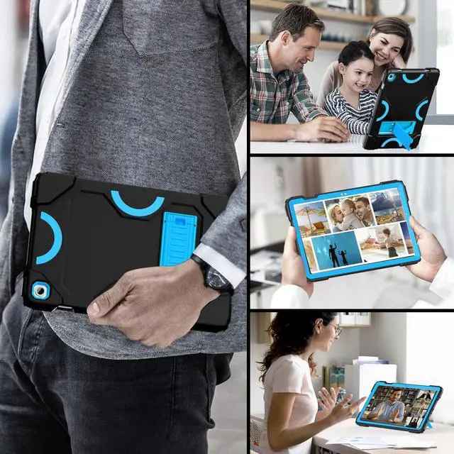 Alt view image 6 of 7 - Case for  Galaxy Tab A9+ 11 Inch 2023 Model (X210/X216/X218) Heavy Duty Shockproof Rugged Protective Case for Galaxy Tab A9 Plus Tablet (Black+Blue)