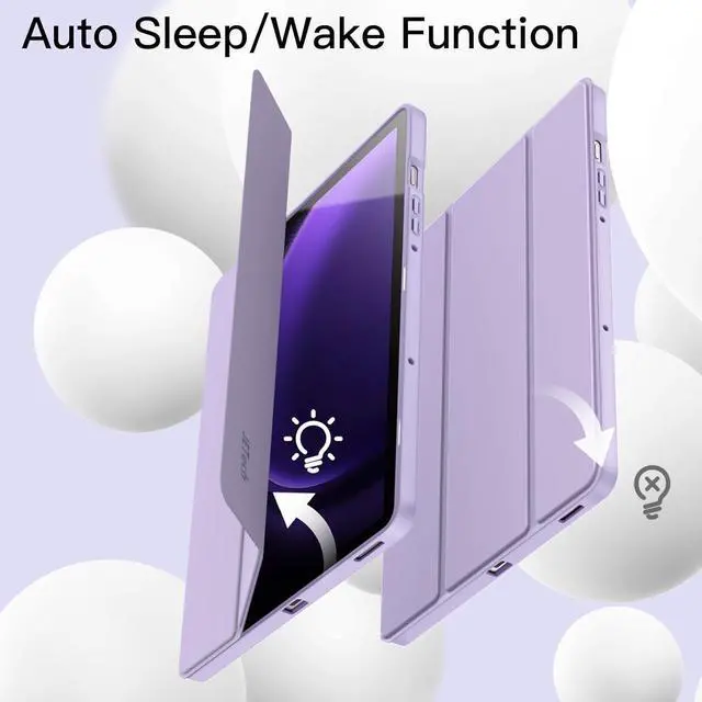 Alt view image 5 of 6 - Case for  Galaxy Tab S10 FE / S9 FE 10.9-Inch with S Pen Holder Soft TPU Tri-Fold Stand Protective Tablet Cover Support S Pen Charging Auto Wake/Sleep (Light Purple)
