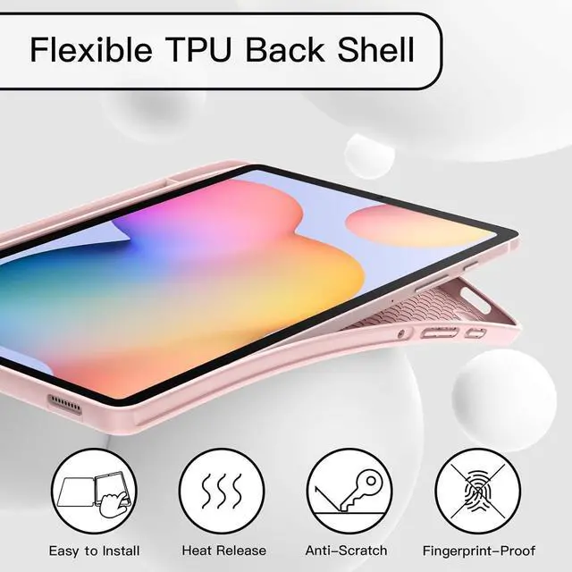 Alt view image 3 of 6 - Case for  Galaxy Tab S6 Lite 10.4-Inch 2024/2022/2020 with S Pen Holder Slim Tablet Cover with Soft TPU Back Auto Wake/Sleep (Pink Gold)
