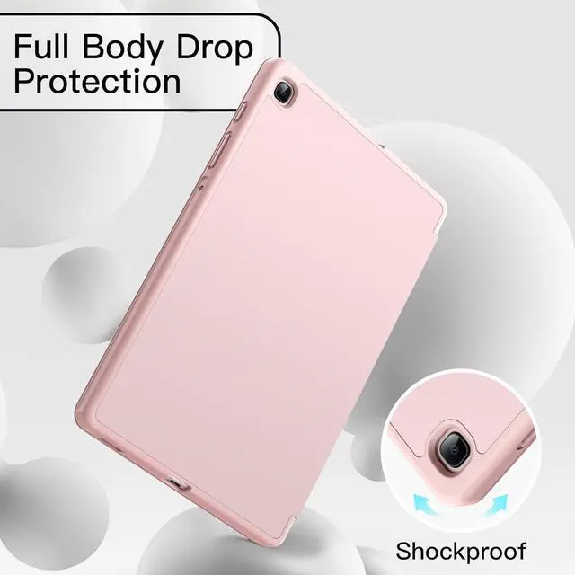 Alt view image 4 of 6 - Case for  Galaxy Tab S6 Lite 10.4-Inch 2024/2022/2020 with S Pen Holder Slim Tablet Cover with Soft TPU Back Auto Wake/Sleep (Pink Gold)