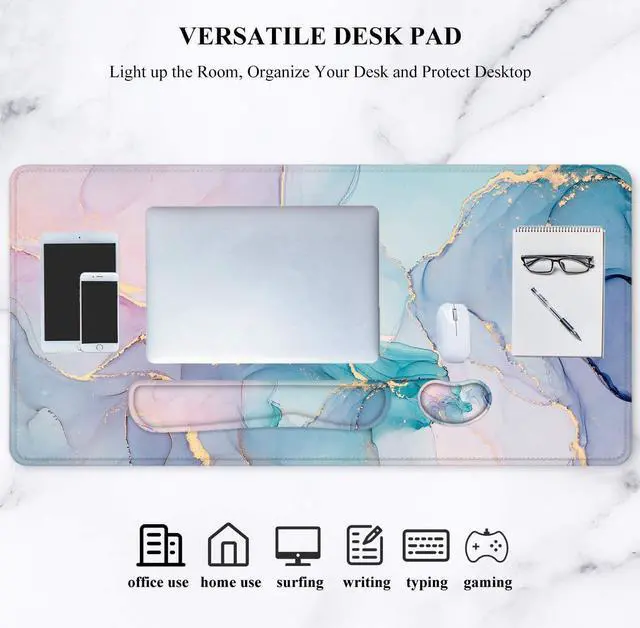 Alt view image 7 of 7 - Desk Mat Mouse Pad with Wrist Rest 4-in-1 Large Mouse Pads for Desk Ergonomic Mouse Pad and Keyboard Wrist Rest Gaming Keyboard Mat for Office Home