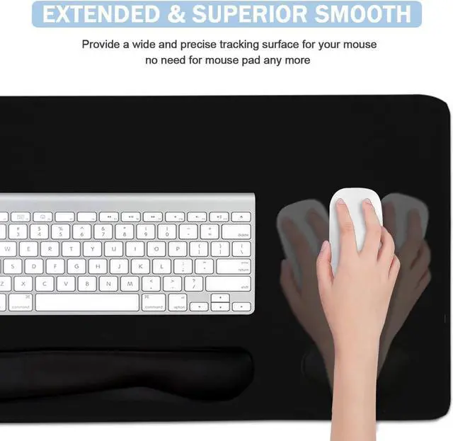 Alt view image 4 of 7 - Large Mouse Pad and Keyboard Wrist Rest Desk Pad for Keyboard and Mouse 4-in-1 Large Gaming Mouse Pad with Wrist Support Desk Mat for Home Office Study Game-Black