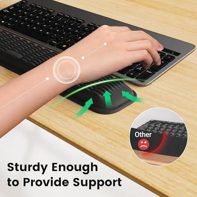 Alt view image 4 of 5 - Ergonomic Wrist Rest for Keyboard and Mouse Soft Memory Foam Keyboard Wrist Rest Set with Non-Slip Silicone Base Easy Typing Pain Relief Comfort for Office Work Gaming (Classic Black)