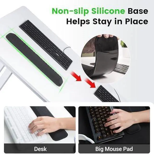Alt view image 5 of 5 - Ergonomic Wrist Rest for Keyboard and Mouse Soft Memory Foam Keyboard Wrist Rest Set with Non-Slip Silicone Base Easy Typing Pain Relief Comfort for Office Work Gaming (Classic Black)