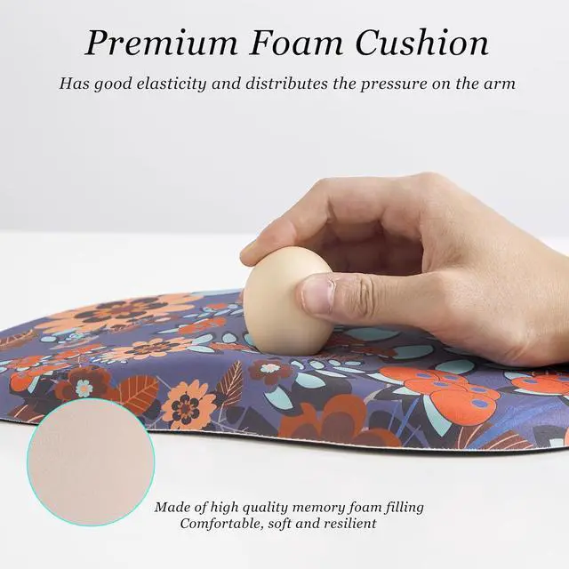 Alt view image 4 of 7 - Ergonomic Mouse Pad Wrist Support Pain Relief Mouse Pad with Wrist Rest Entire Memory Foam Mouse Pad with Non-Slip PU Base Comfortable Mousepad Perfect for Office & Home 1PCSFlowers