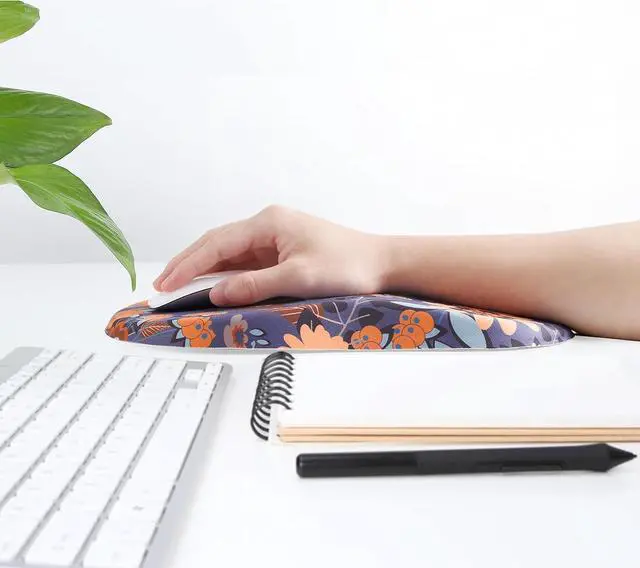 Alt view image 7 of 7 - Ergonomic Mouse Pad Wrist Support Pain Relief Mouse Pad with Wrist Rest Entire Memory Foam Mouse Pad with Non-Slip PU Base Comfortable Mousepad Perfect for Office & Home 1PCSFlowers