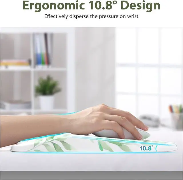 Alt view image 3 of 7 - 3 in 1 Ergonomic Mouse Pad and Keyboard Wrist Rest Cute Mouse Pad with Wrist Support Massage Design Non-Slip Wrist Pad for Mouse Desk Mouse Set (Green Plant)