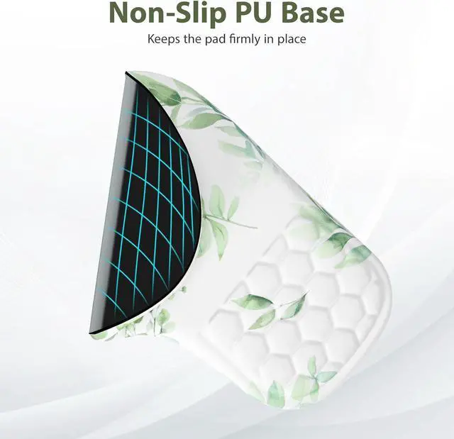 Alt view image 4 of 7 - 3 in 1 Ergonomic Mouse Pad and Keyboard Wrist Rest Cute Mouse Pad with Wrist Support Massage Design Non-Slip Wrist Pad for Mouse Desk Mouse Set (Green Plant)