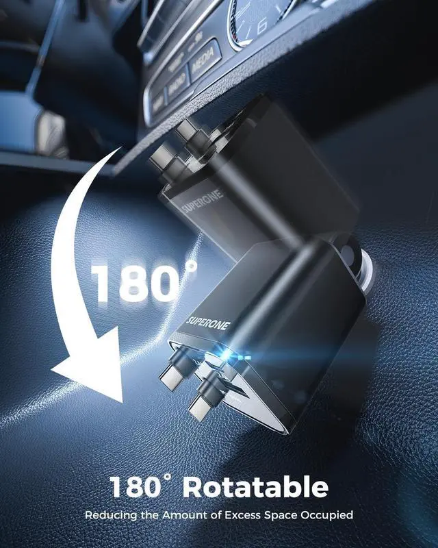 Alt view image 7 of 7 - Retractable USB C Car Charger 4-in-1 Fast Charging with Dual Type C Cable Car Accessories for iPhone 16/15/14/13/12 Series iPad Galaxy Pixel