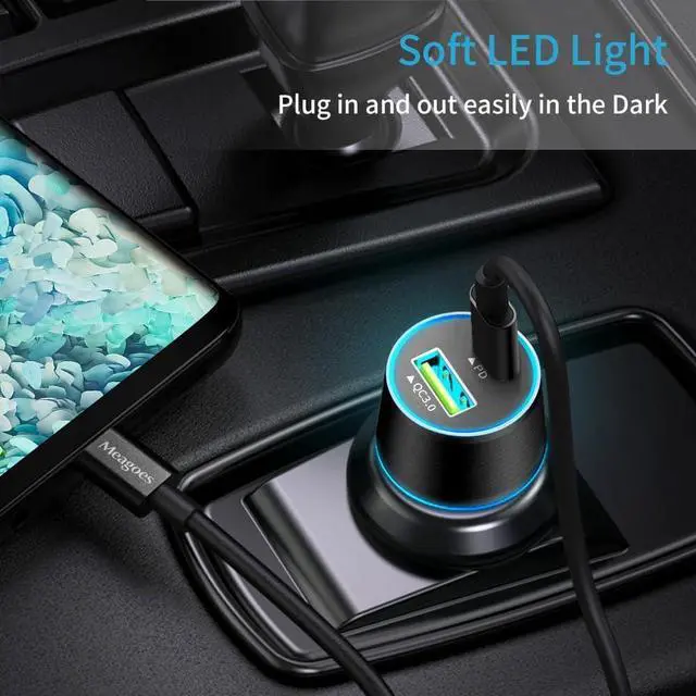Alt view image 6 of 7 - USB C Car Charger, 48W 2-Port Fast Charging Adapter with PD&QC3.0 Compatible for iPhone 16/15 Pro Max/Samsung Galaxy S25/S24/S23/S22/S21/S20 Plus/Ultra/Note 20/10, iPad Pro -3.3ft Type C Cord