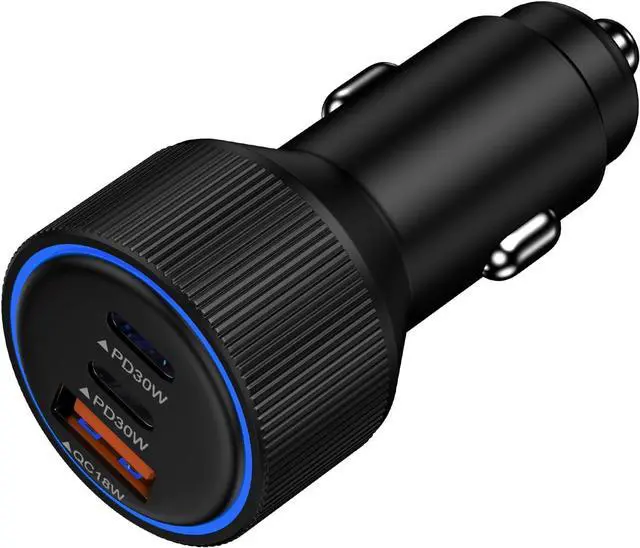 Main image of 78W Fast Car Charger Adapter Auto Plug - USB C & USB A Multi 3 Ports Charging - Cigarette Lighter Cell Phone Automobile Charger for iPhone 16e 16 15 14 13 12 11  Galaxy S25 S24 S23 S22 S21